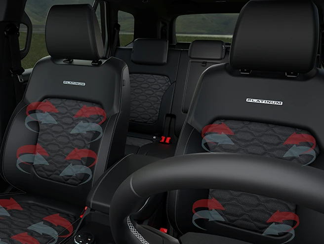 Ghế lái và ghế phụ hàng trước Ford Everest Platinum+ có sưởi thông gió và nhớ vị trí